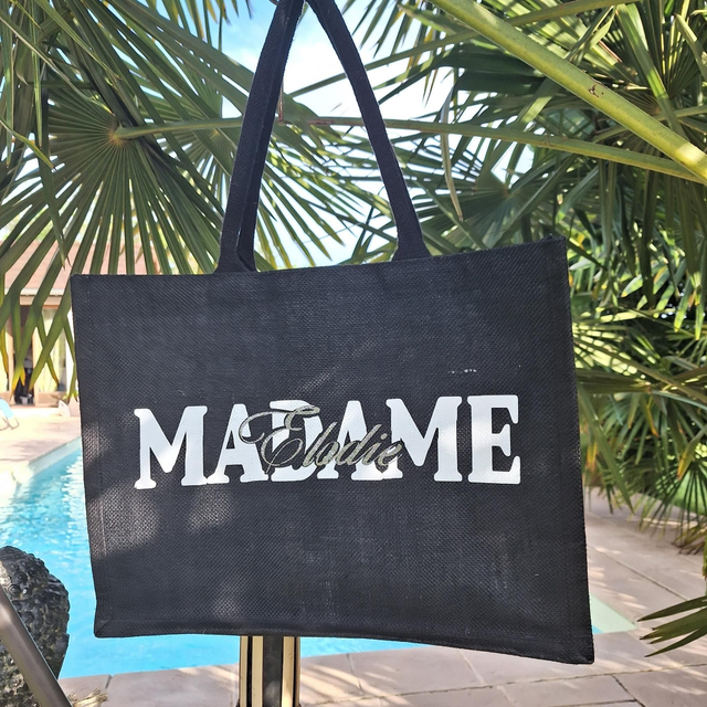 Grand cabas en jute noir