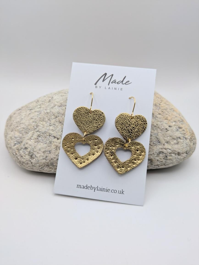 Metallic Heart Drop Earrings (2)
