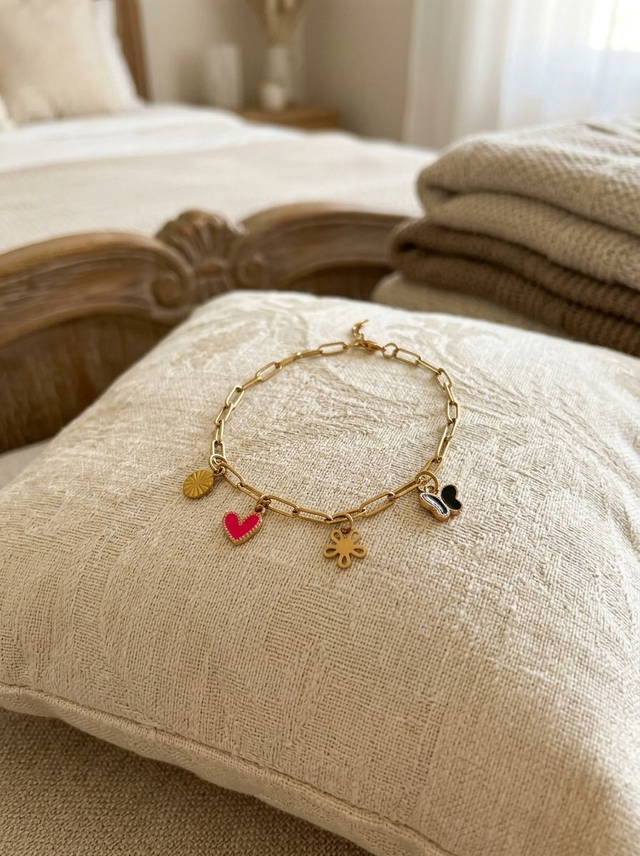 Bracelet chaîne rectangle avec pampilles