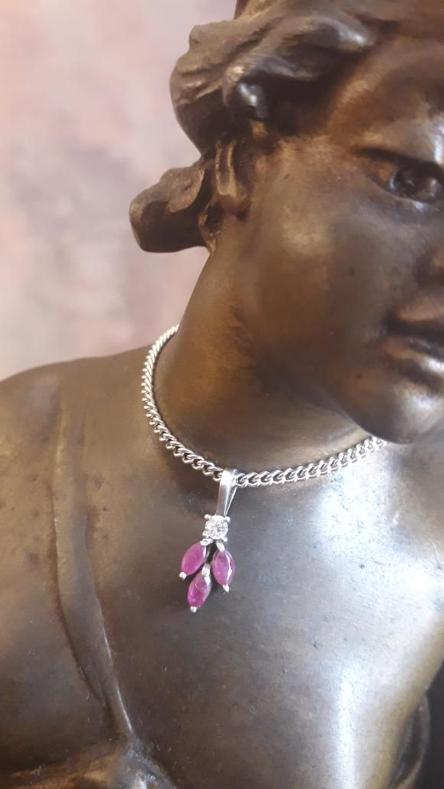 Pendentif rubis, zirconium, argent 925