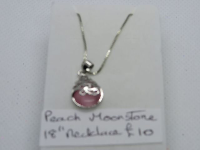 Sterling Silver Peach moonstone necklace