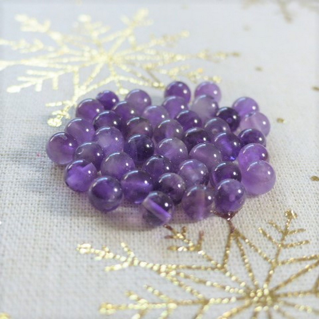 Améthyste perles rondes et polies - A l&#039;unité