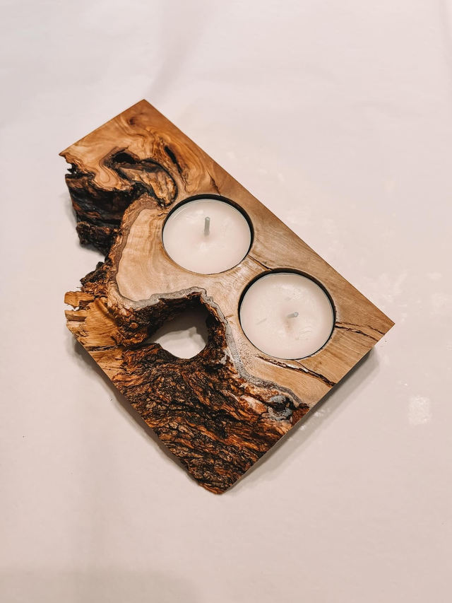 Bougeoir écorce d'olivier