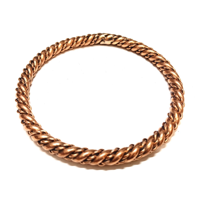 Bracelet jonc en cuivre et petite tresse cuivre 