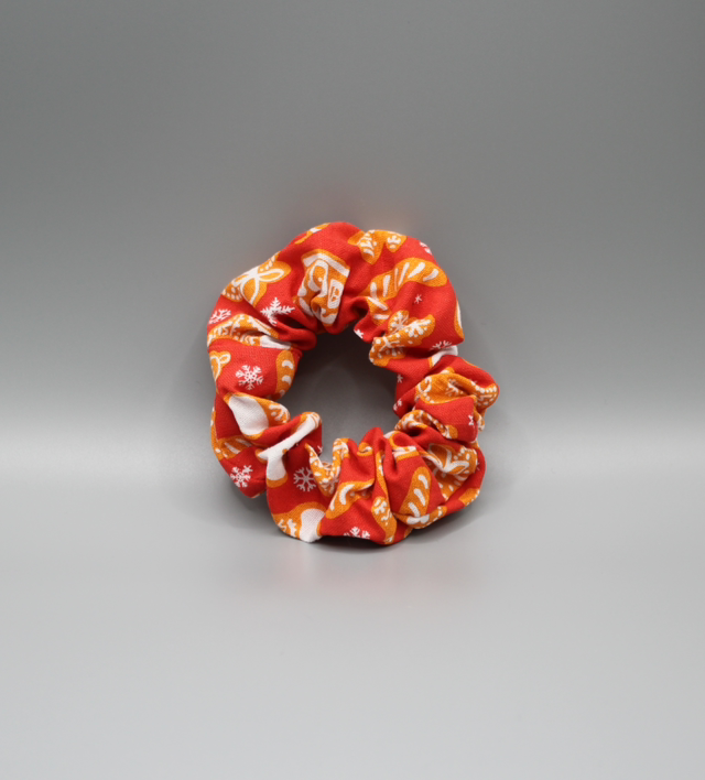 Red with gingerbread hair scrunchie 