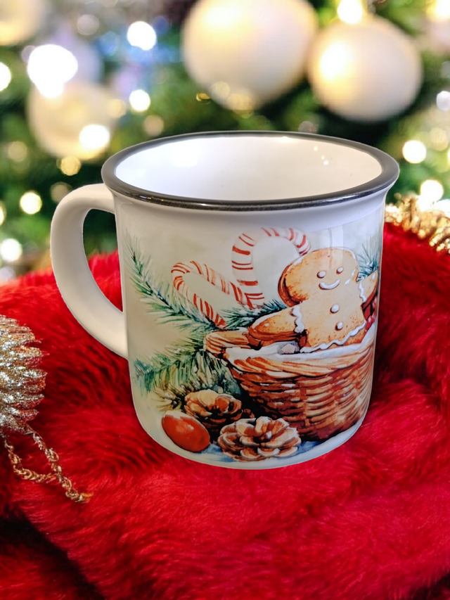 Tasse Pain d’Épice – Tasse de Noël Illustrée avec Biscuit Gingerbread