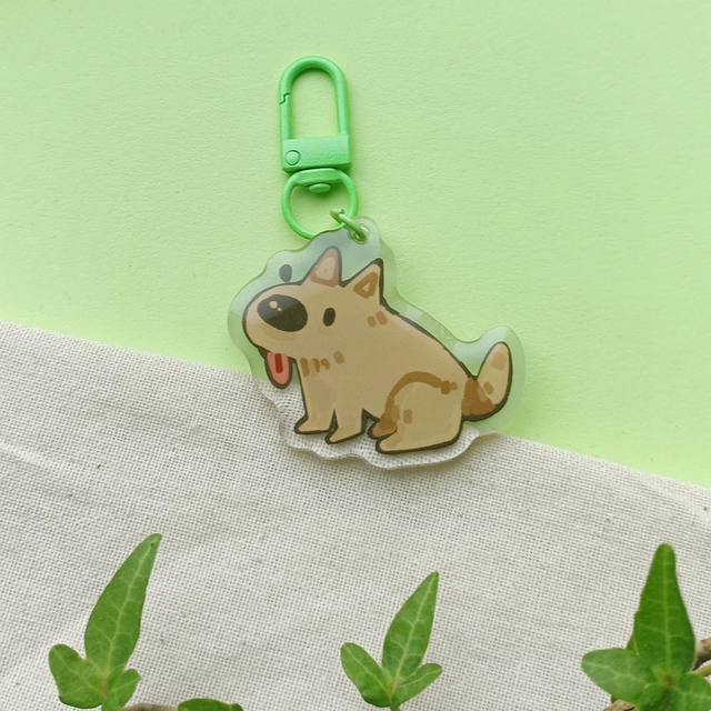 happy doggo - acrylic keychain