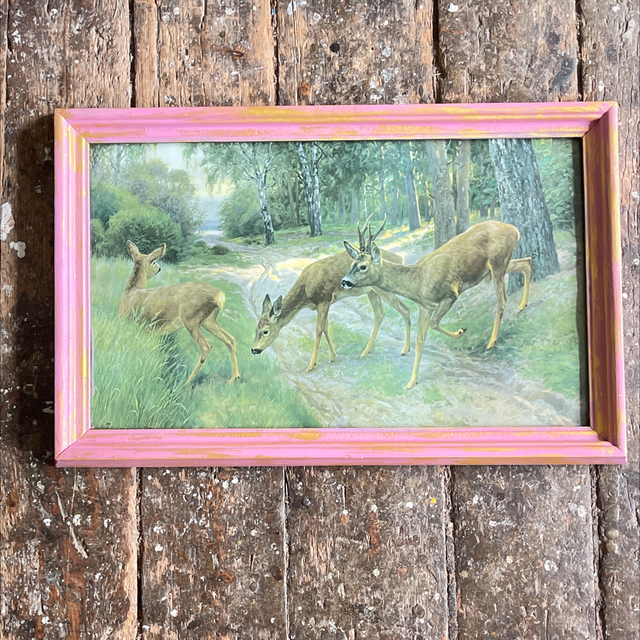 Reh antiker Kunstdruck 