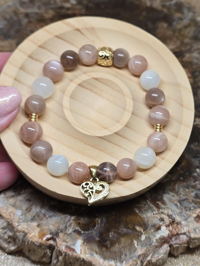 Bracelet Pierre de lune multicolore en 1 cm