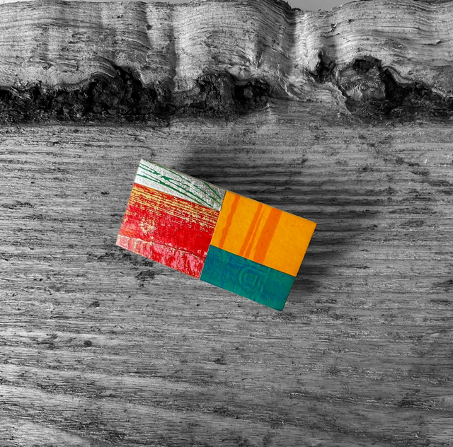 Abstract Sunset Brooch. 5 x 2.5 cm.