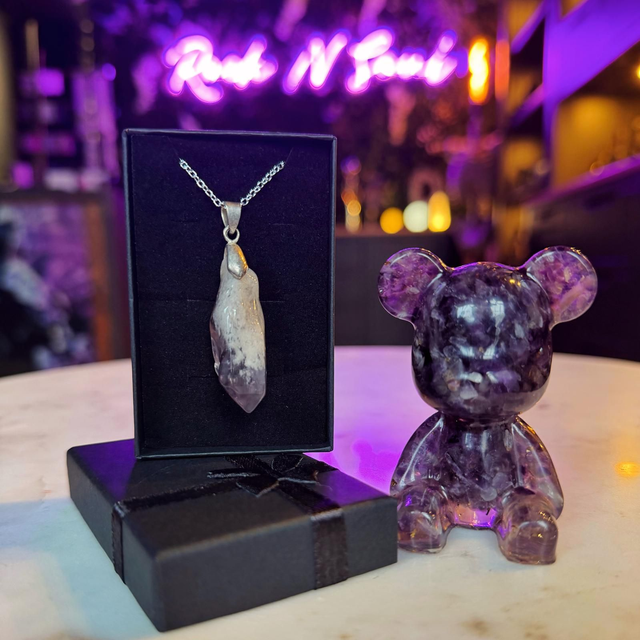 Amethyst Bear and Necklace Set