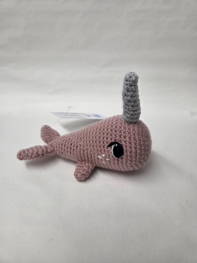 Dusty Pink Narwhal Crochet Toy - UKCA Tested - KL-070