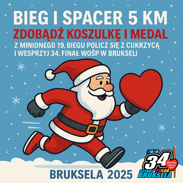 MIKOŁAJKOWY BIEG LUB SPACER 5 KM, wspieramy 34. Finał WOŚP!