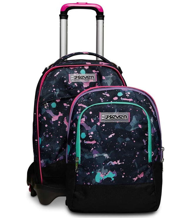 ZAINO SEVEN , TROLLEY JACK Seven® 3 RUOTE DETACH - FLUO STRING GIRL