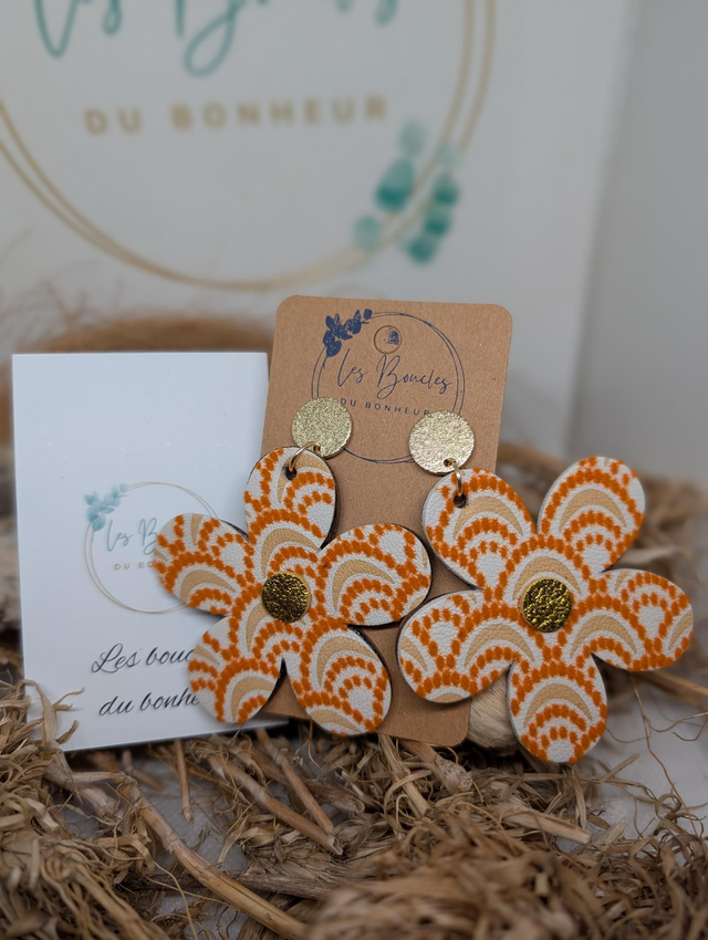 Boucles d'oreilles Marguerite orange m631
