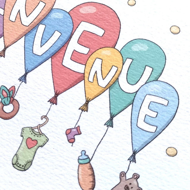 Carte Bienvenue Bébé Ballons