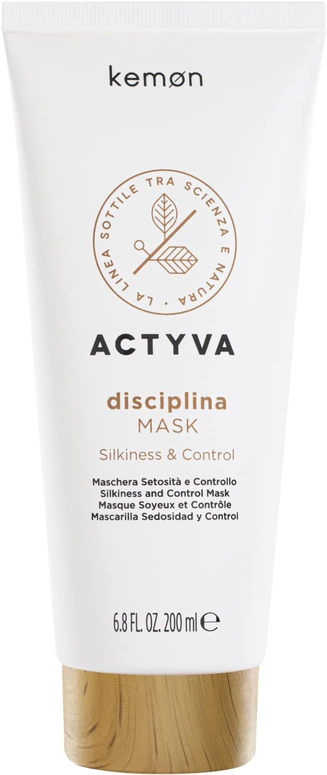 Kemon - Actyva Disciplina Mask, Maschera Nutriente e Disciplinante per Capelli Crespi, con Acido Ialuronico e Olio di Mandorle - 200 ml