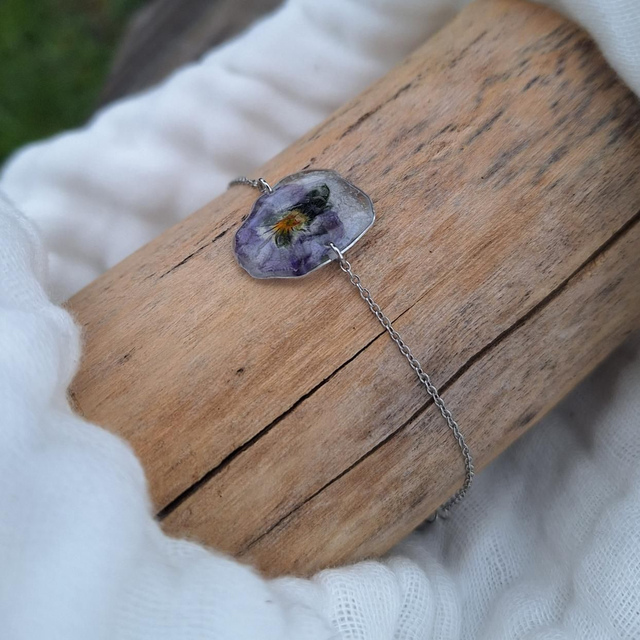 Bracelet petite Pensée • Viola cornuta • argenté 