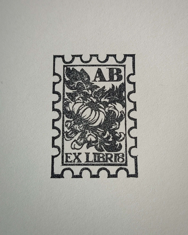 Ex-libris timbre chrysanthème - Tampon personnalisé