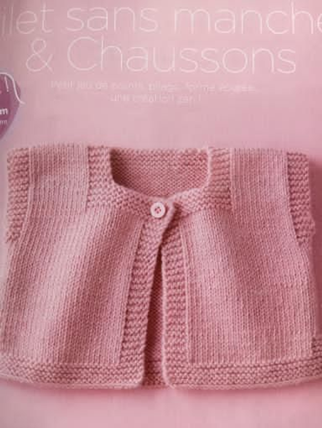 Gilet sans manche 0/3 mois tricot SUR COMMANDE