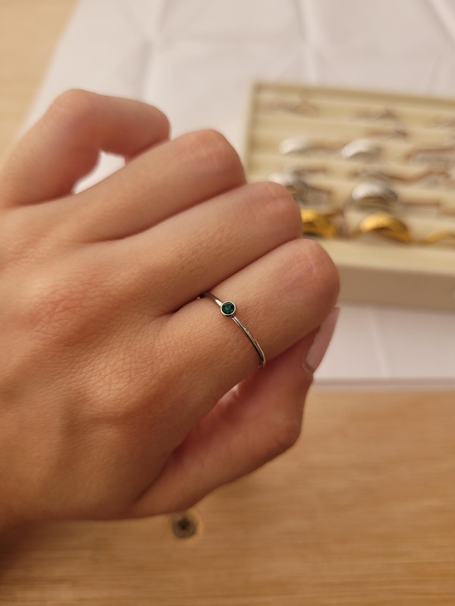 Stainless steel birthstone ring - May - Size L - SL-028