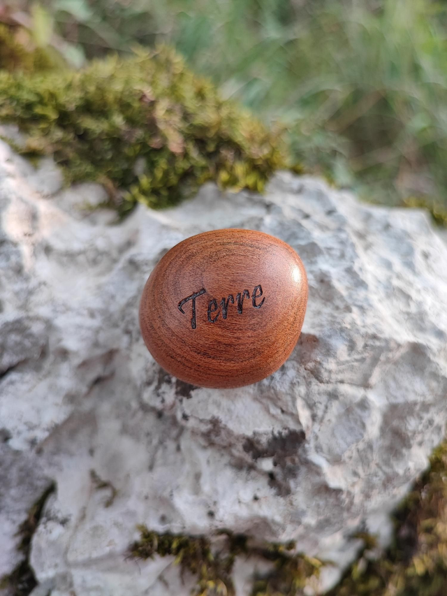 Caillou en Bois de Cerisier "Terre"