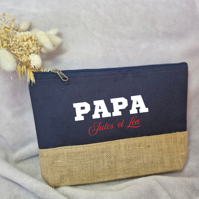 Trousse de toilette PAPA - marine/jute