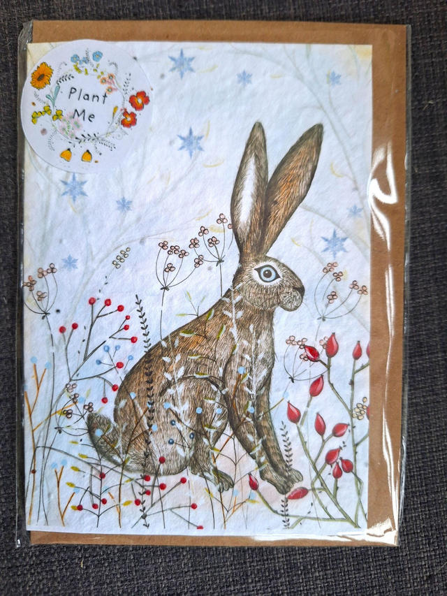 Seed greeting card - hare (vertical)