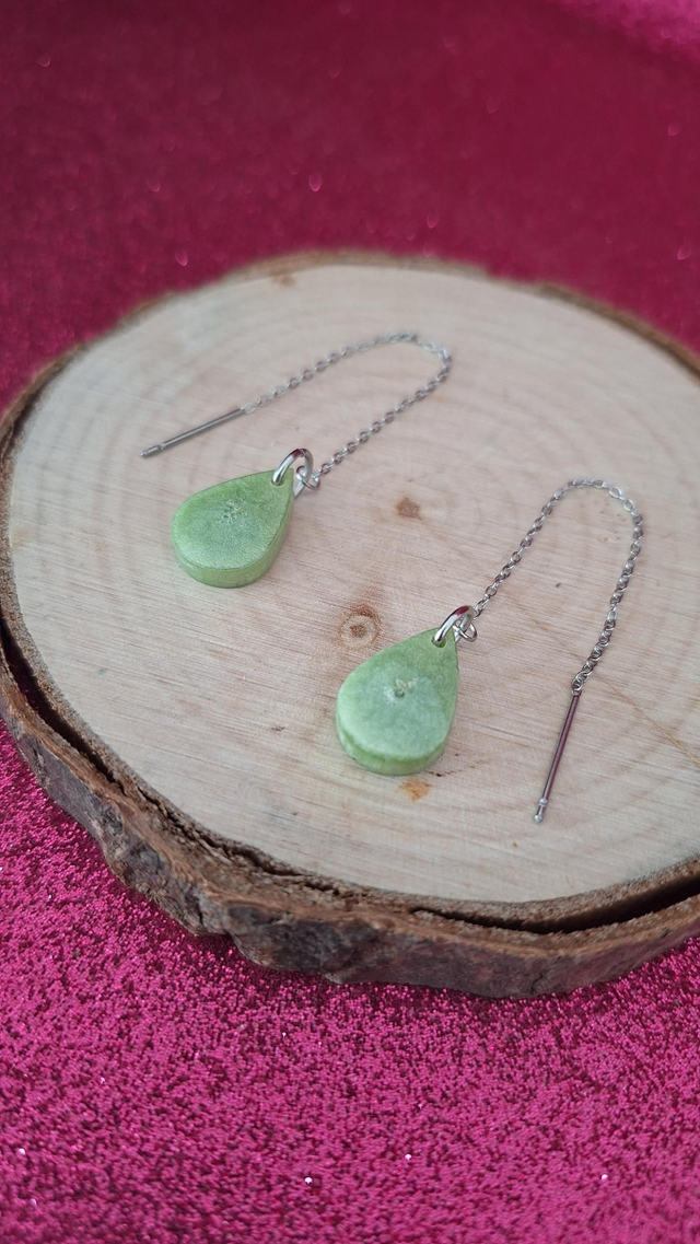 Boucles d&#039;oreilles à enfiler argentées gouttes anis