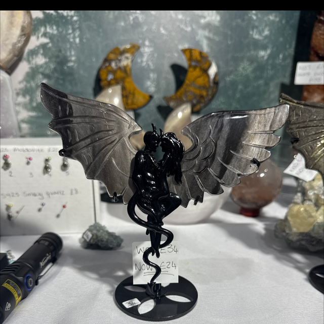 Silver sheen obsidian angel devil