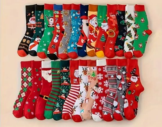 Chaussettes de Noël, mi mollet, taille unique