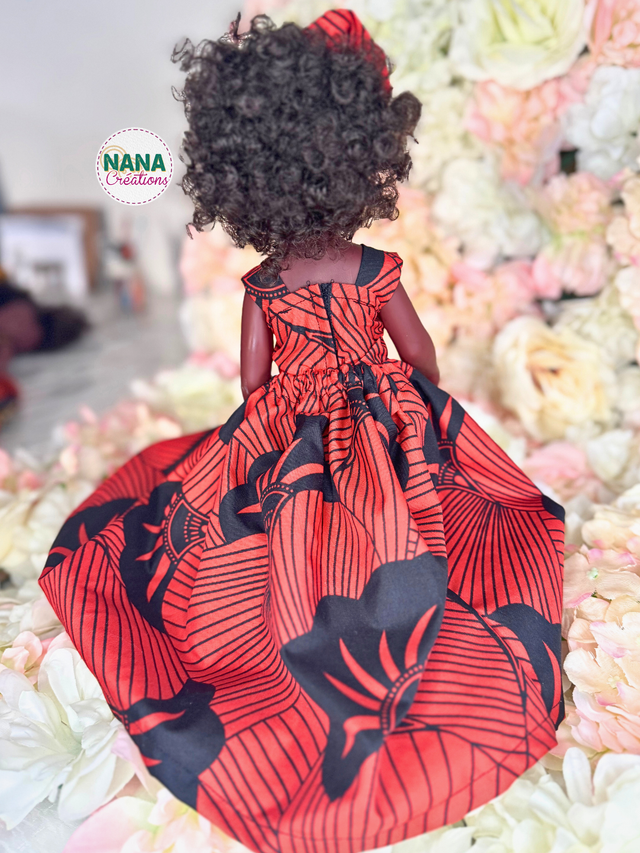 Poupée - Doll - Haut et Jupe fait main - tissu Wax | Cheveux bouclés