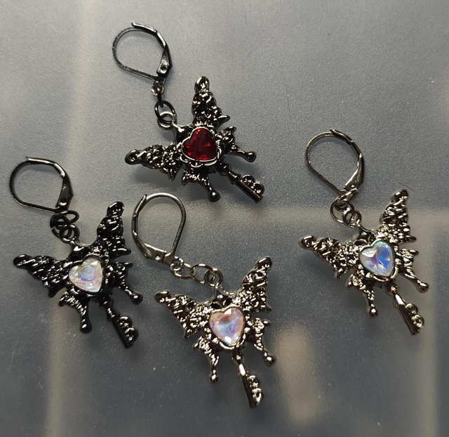 Butterfly key earrings