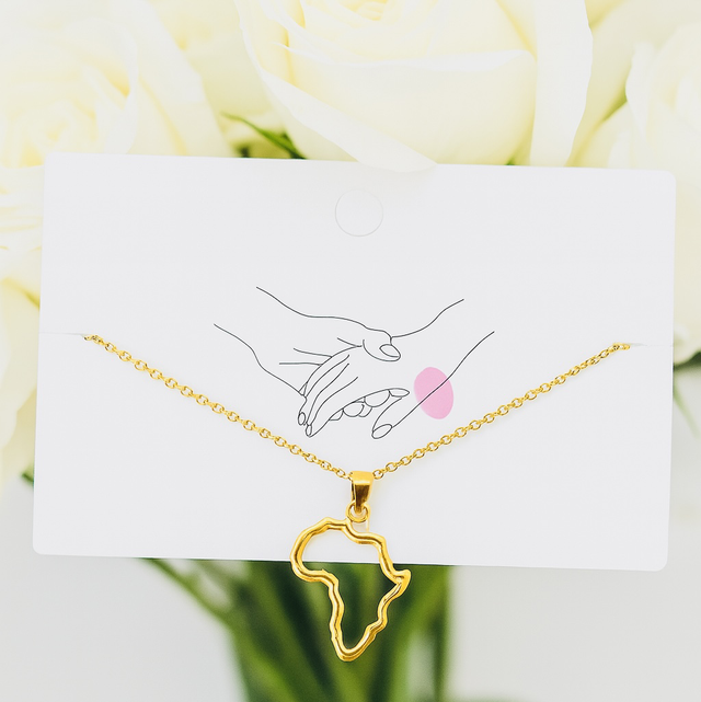 Goudkleurige Afrika Contour Ketting – Roestvrijstaal – Minimalistisch &amp; Elegant
