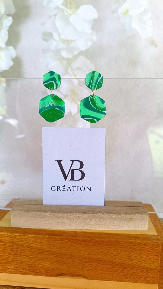 Doubles hexagones marbrés vert