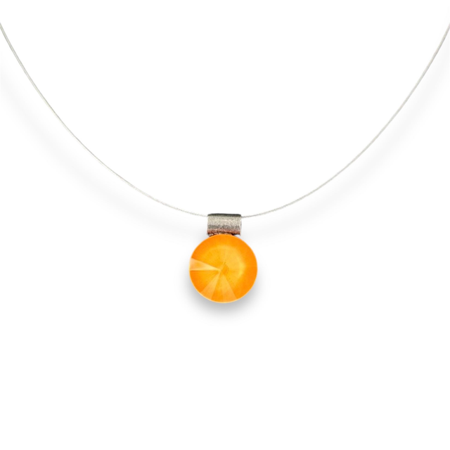 Solitär RIVOLI 12 an Edelstahlreifen, Electric Orange