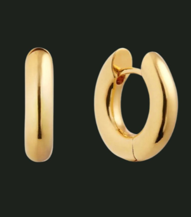 Gold plated chunky 10mm hoop earrings 