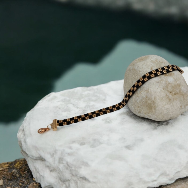 Bracelet noir et or rose