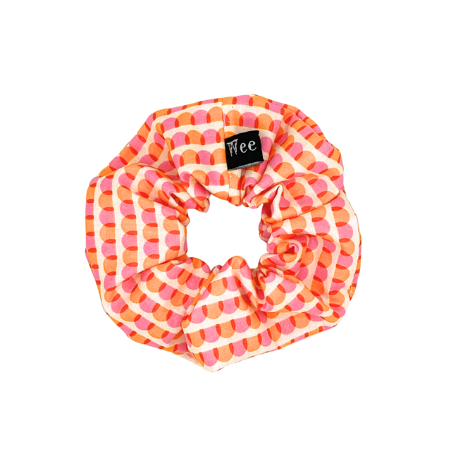 Rightsized Scrunchie - Orange &amp; Pink Scallop - Japanese Cotton