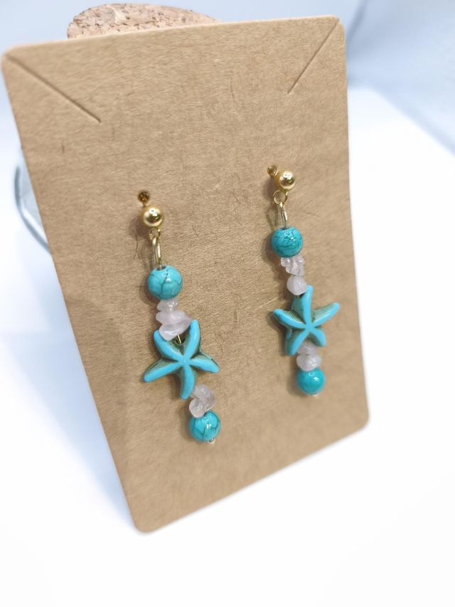 Boucles d'oreilles étoile de mer turquoise 