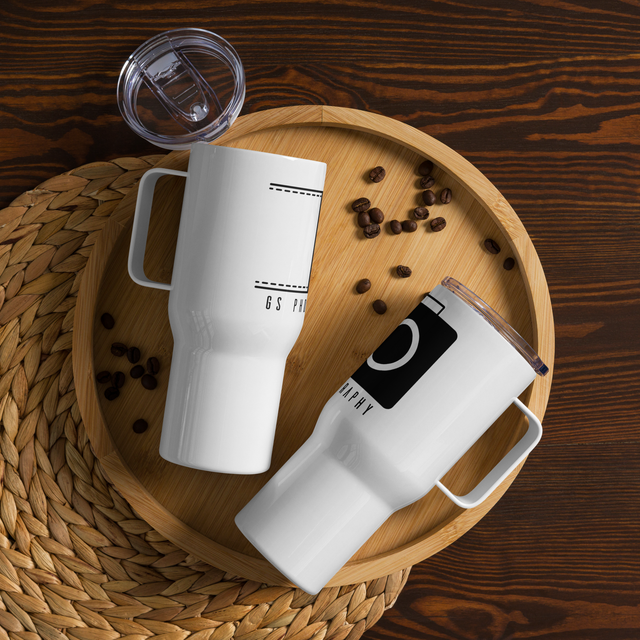Tazza da viaggio con manico con logo fotografico