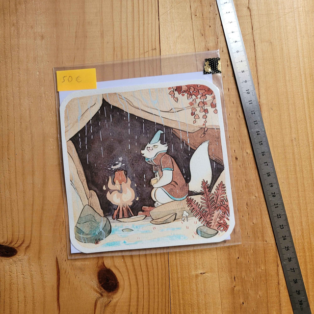 Aquarelle Originale - Fluffy à l'abris