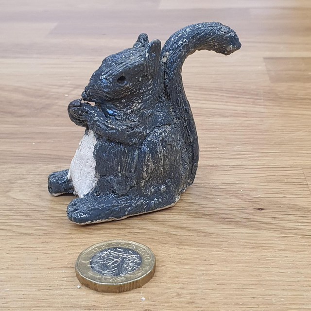 Grey squirrel sculpture/ cane topper
