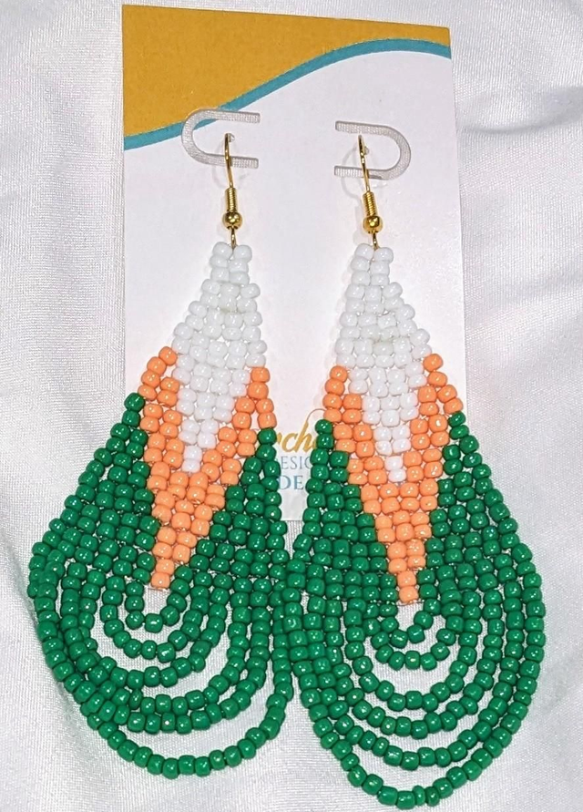 Beaded earrings ( white, orange, green)