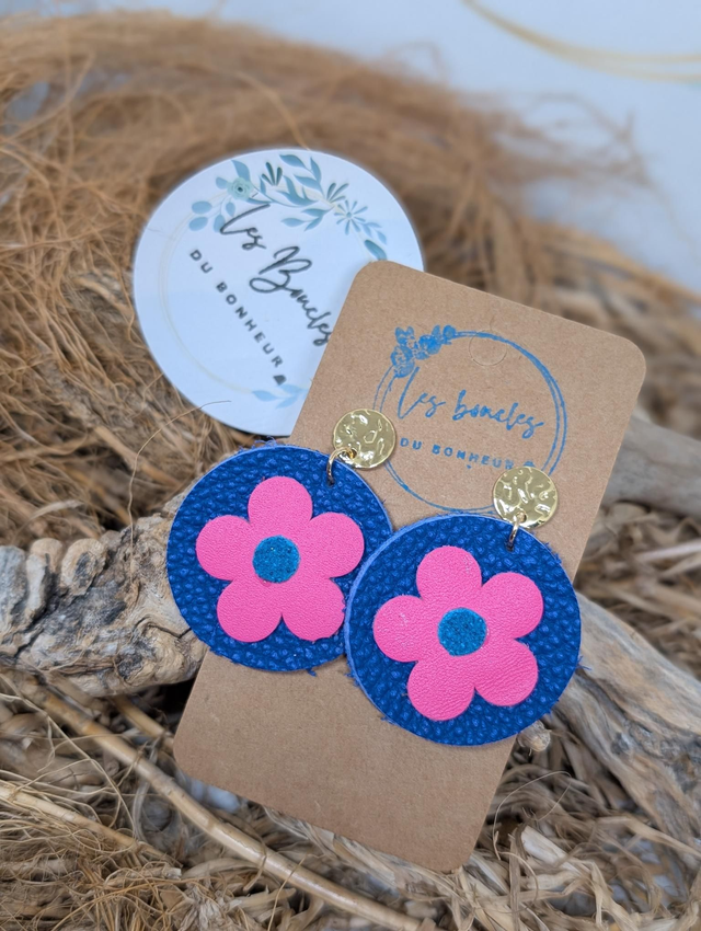 Moon fleur rose bleu mf007*