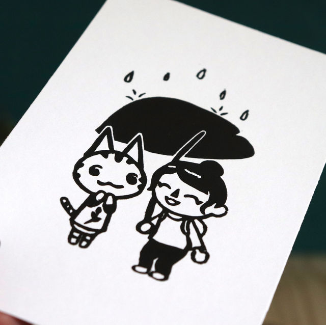 Linogravure A6 Animal Crossing