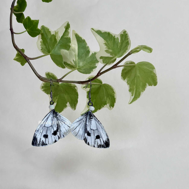Cabbage white butterfly earrings (metuljasti uhani)