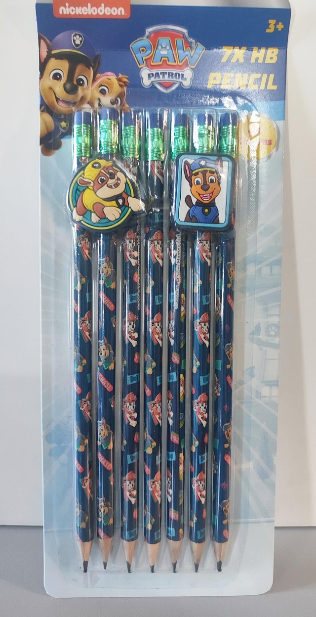 Paw Patrol Bleistift mit Radiergummi und 2 Anhängern 