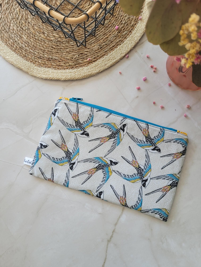 Pochette zippée hirondelles