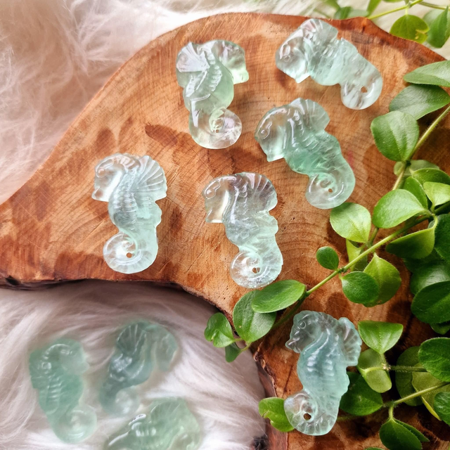 Fluorite Seahorse mini carving
